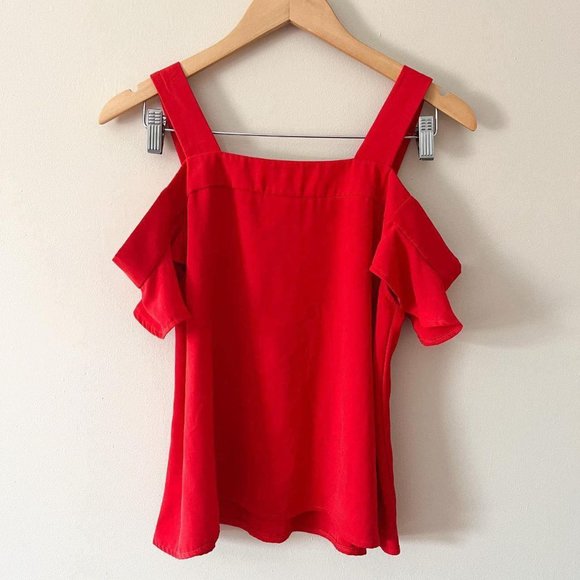 Magnolia Tops - Magnolia Red Cold Shoulder Blouse | Size Small